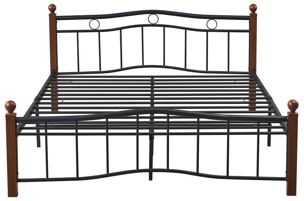 Κρεβάτι Ημίδιπλο ArteLibre ARROWHEAD Μαύρο/Καρυδί Μέταλλο Για Στρώμα 120x200cm