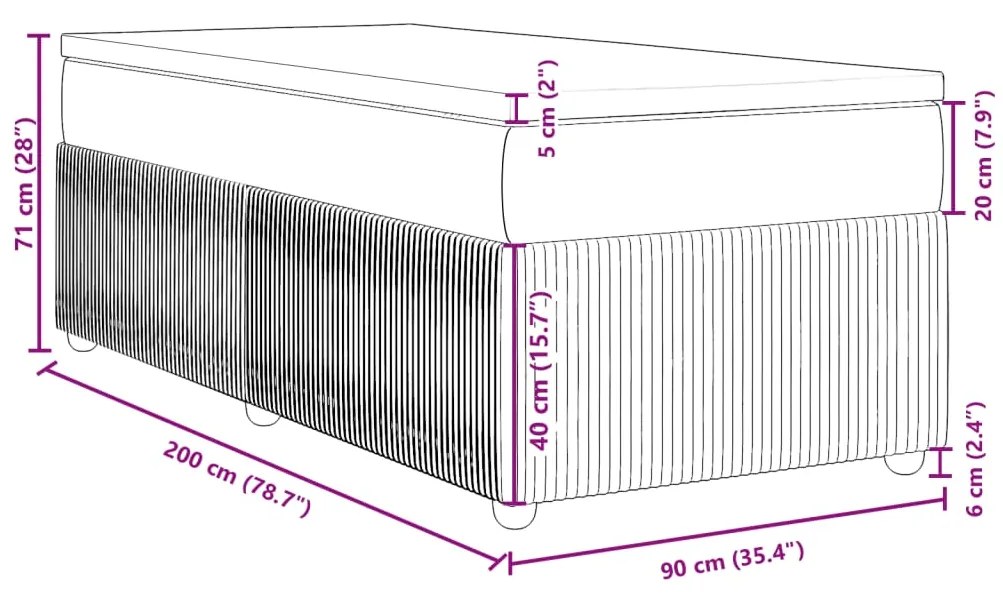 ΚΡΕΒΑΤΙ BOXSPRING ΜΕ ΣΤΡΩΜΑ ΜΑΥΡΟ 90X200 ΕΚ. ΥΦΑΣΜΑΤΙΝΟ 3285541