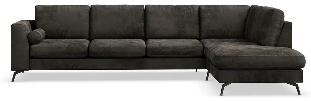 Γωνιακός Καναπές Seattle 178, Μαύρο, Καφέ, 325x213x88cm, Πόδια: Μέταλλο | Epipla1.gr
