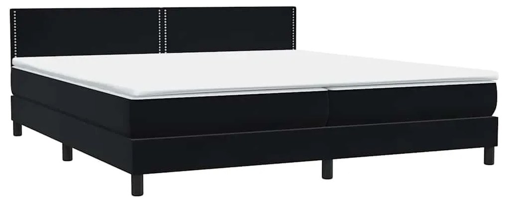 vidaXL Κρεβάτι Boxspring με Στρώμα & LED Μαύρο 180x210 εκ. Βελούδινο