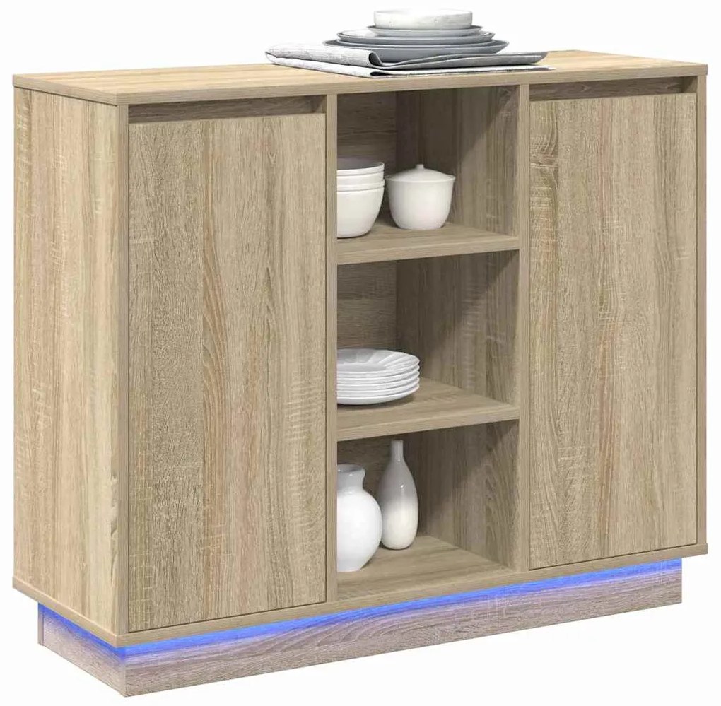 vidaXL Κομοδίνο με ράφι Δρύς Sonoma 90 x 32 x 75 εκ Επεξεργασμένο ξύλο
