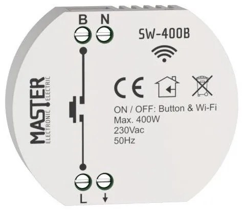 Smart Διακόπτης Κυτίου 1 Channel 230 VAC/400W Wi-Fi SW-400B Master Electric 00-SW-400B