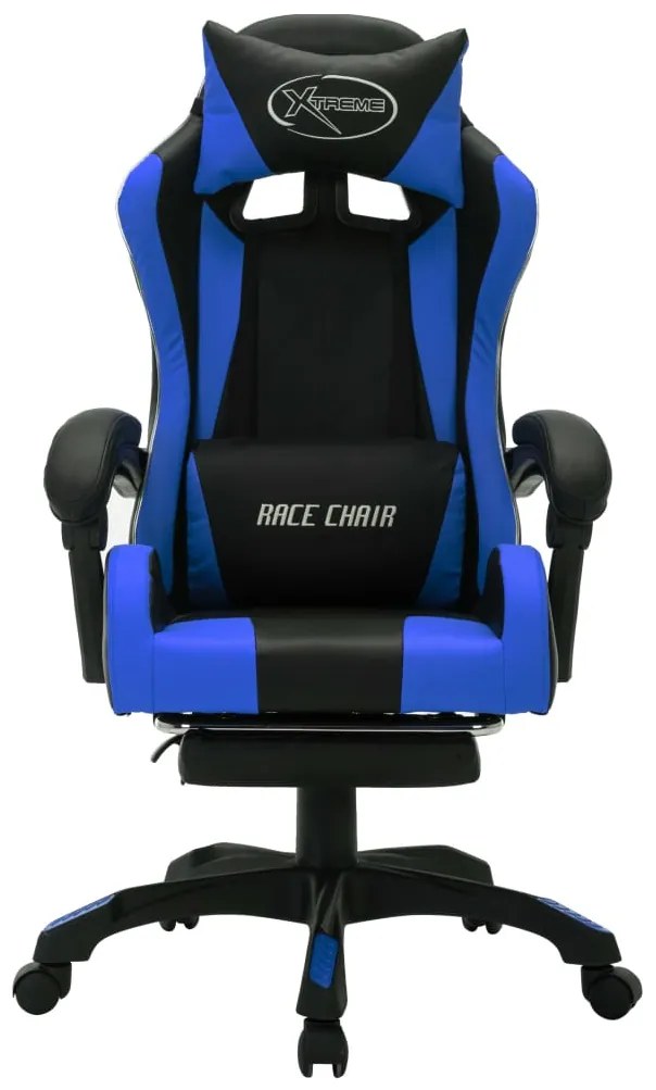 vidaXL Καρέκλα Racing με Φωτισμό RGB LED Μπλε/Μαύρο Συνθετικό Δέρμα