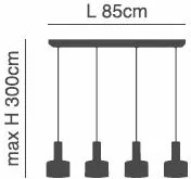 Φωτιστικό Οροφής  SE21-BL-4-4BL-MS1 ADEPT TUBE Black Pendant Black Metal Shade+ - 77-8546 - 51W - 100W - 77-8546