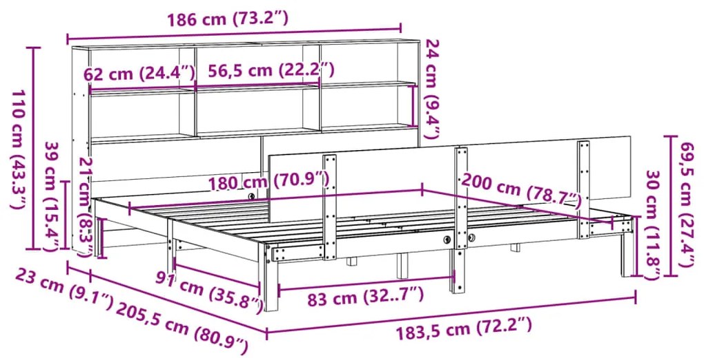 ΚΡΕΒΑΤΙ ΒΙΒΛΙΟΘΗΚΗ ΧΩΡΙΣ ΣΤΡΩΜΑ 180X200 ΕΚ ΜΑΣΙΦ ΞΥΛΟ ΠΕΥΚΟΥ 3322672