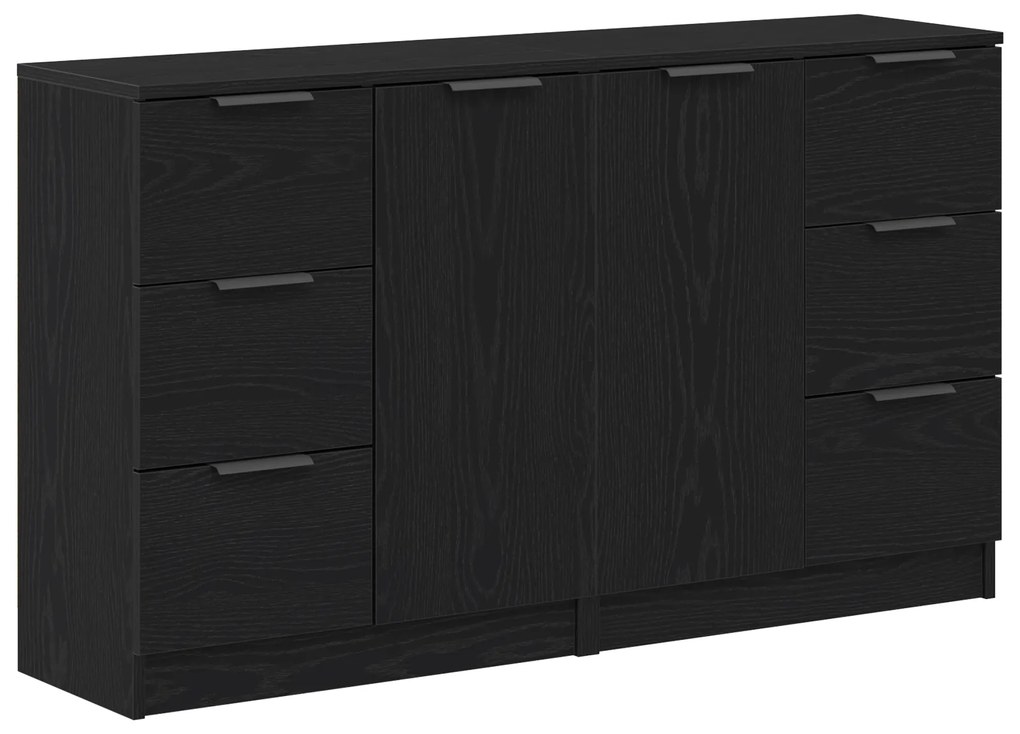 vidaXL Μπουφέδες 2 τμχ Μαύρο Δρυς 60x30x70 εκ Επεξεργασμένο ξύλο