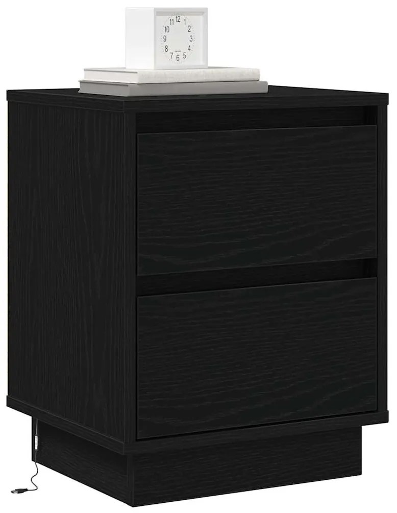 vidaXL Κομοδίνο με 2 pcs Μαύρο 39 x 34.5 x 50 εκ. Επεξεργασμένο ξύλο