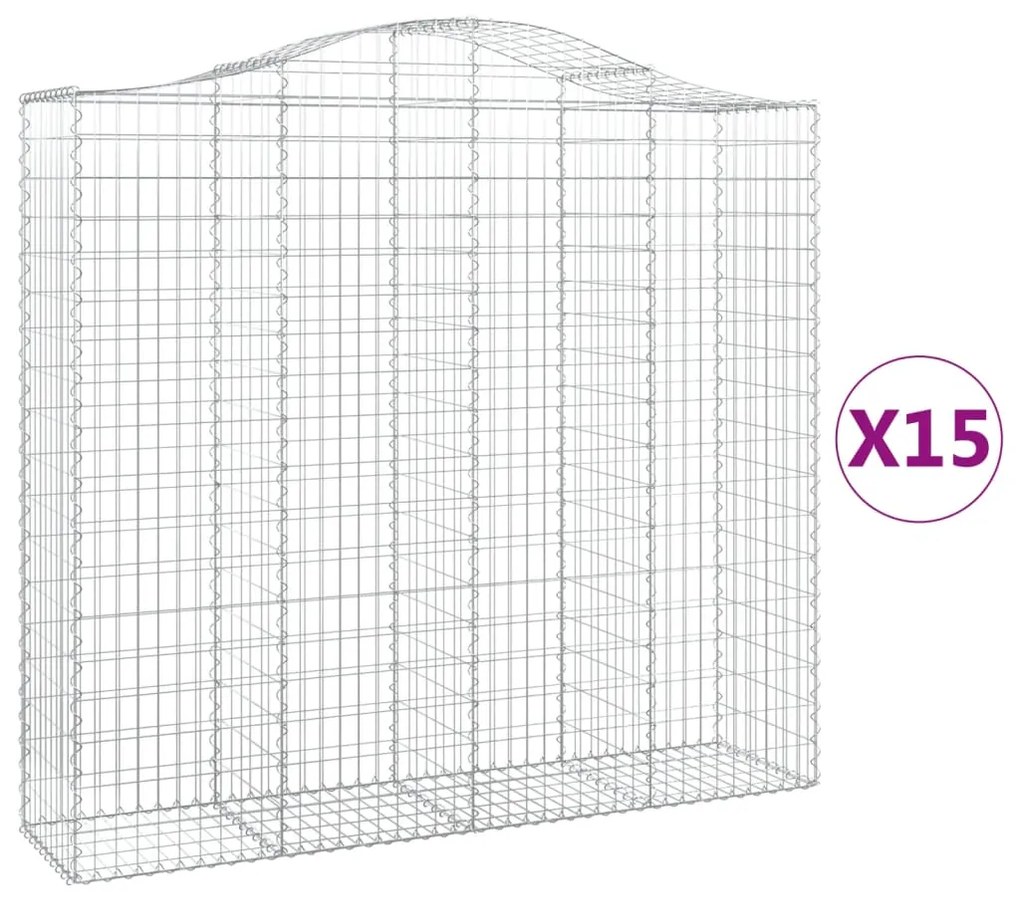 vidaXL Συρματοκιβώτια Τοξωτά 15 τεμ. 200x50x180/200 εκ. Γαλβαν. Ατσάλι