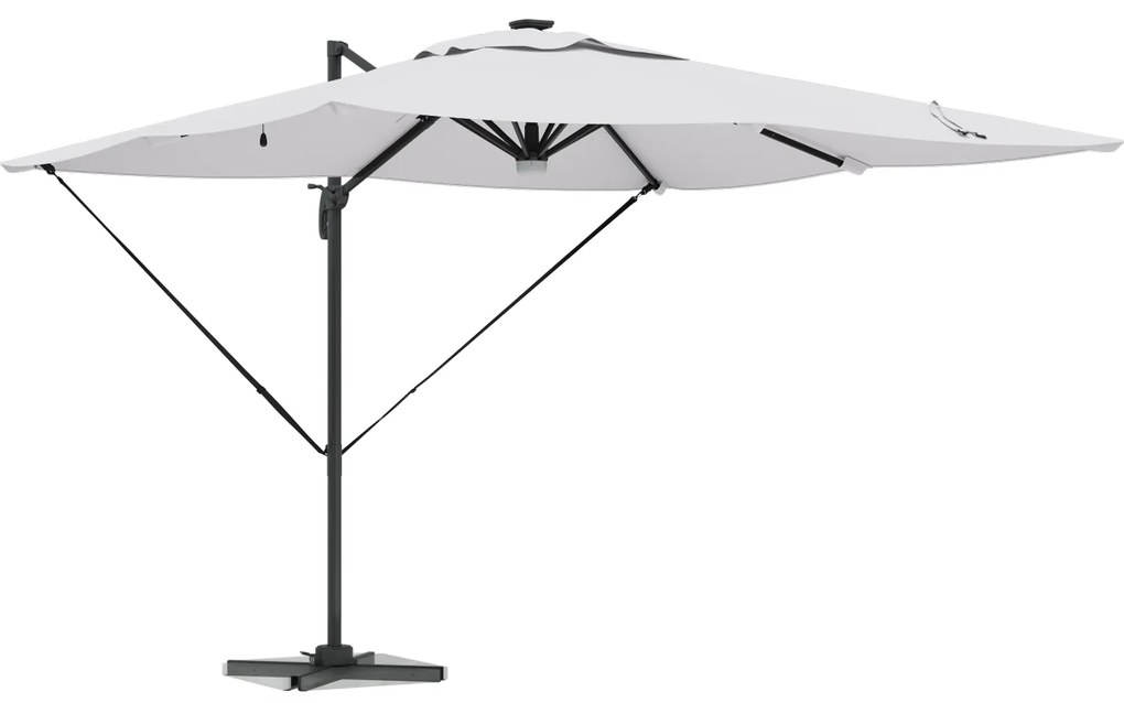 vidaXL Ομπρέλα Roma με LEDs Σαμπανί 286x285x270 εκ. Αλουμίνιο