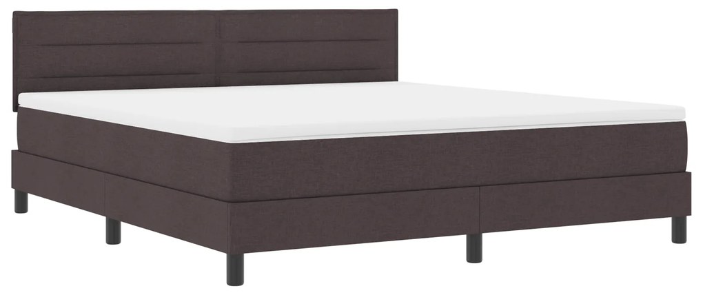 vidaXL κρεβάτι Box Spring με στρώμα & LED Σκούρο καφέ 180x200 εκ. Ύφασμα