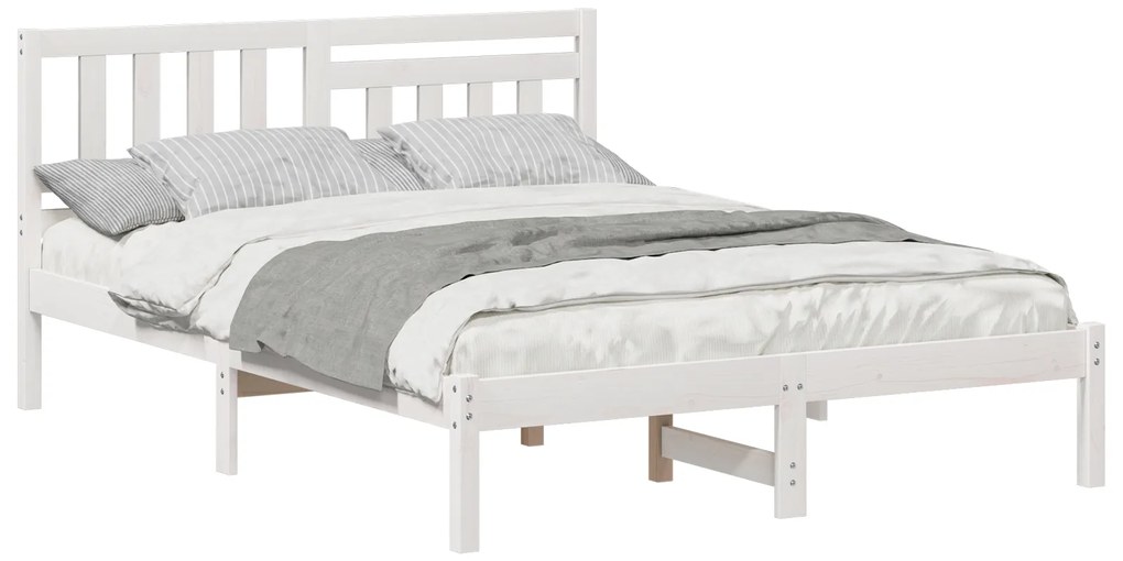 vidaXL Σκελετός Κρεβατιού Λευκό 140 x 190 cm Συμπαγές ξύλο πεύκου