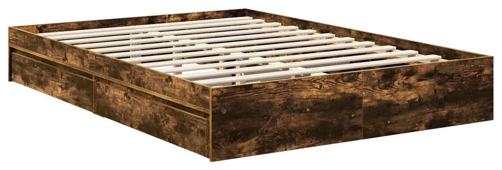 vidaXL Κρεβάτι Αποθήκης Καπνιστό Δρύς 140 x 200 cm Επεξεργασμένο ξύλο