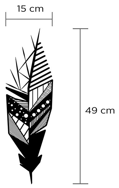Διακοσμητικό τοίχου Featrher Megapap μεταλλικό χρώμα μαύρο 15x3x49εκ. - Μέταλλο - GP037-0116