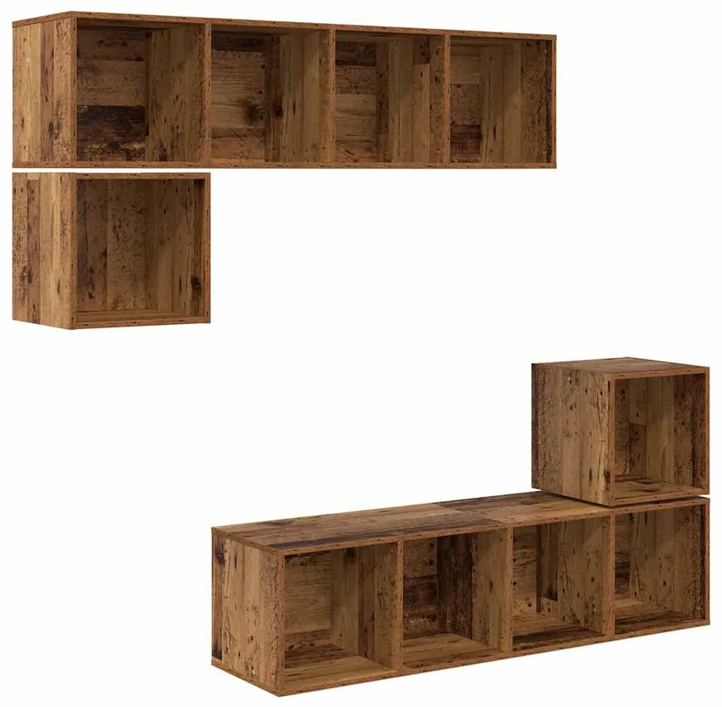 vidaXL Σετ επίπλου τηλεόρασης 4 pcs Παλιό Ξύλο Επεξεργασμένο ξύλο