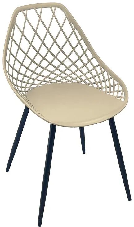 Καρέκλα Suan pp σε capuccino απόχρωση και μαύρο μεταλλικό πόδι 56x49x82εκ 56x49x82 εκ.