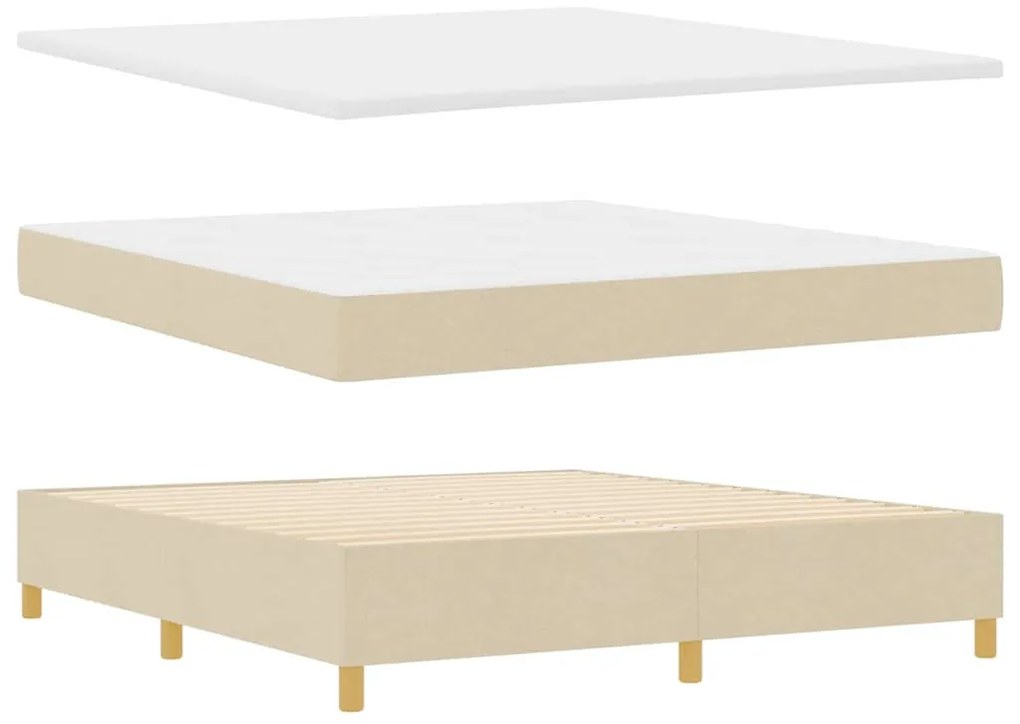 vidaXL Κρεβάτι Box Spring με Στρώμα Κρεμ 180x200 εκ. Ύφασμα
