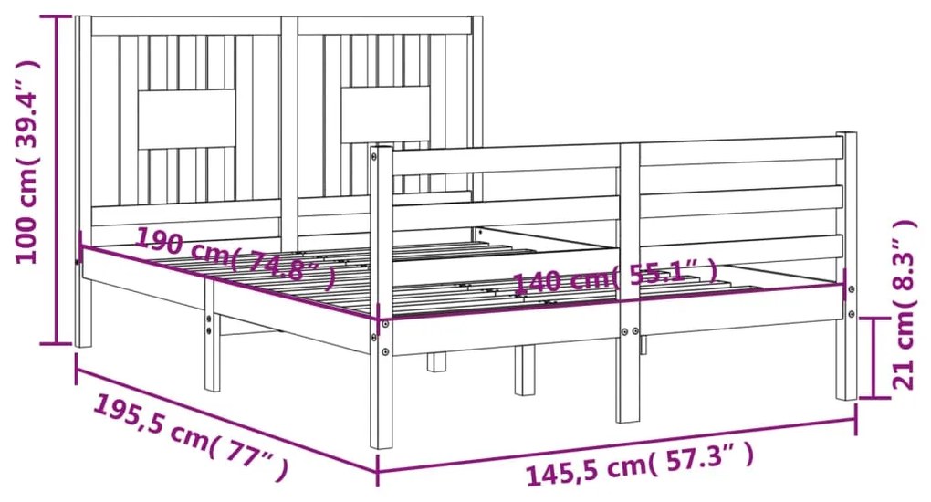 ΠΛΑΙΣΙΟ ΚΡΕΒΑΤΙΟΥ ΜΕ ΚΕΦΑΛΑΡΙ ΛΕΥΚΟ 140X190 ΕΚ. ΜΑΣΙΦ ΞΥΛΟ 3194552