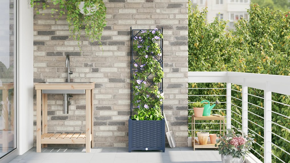 vidaXL Γλάστρα Κήπου με Πλέγμα Γκρι 40x40x143 εκ