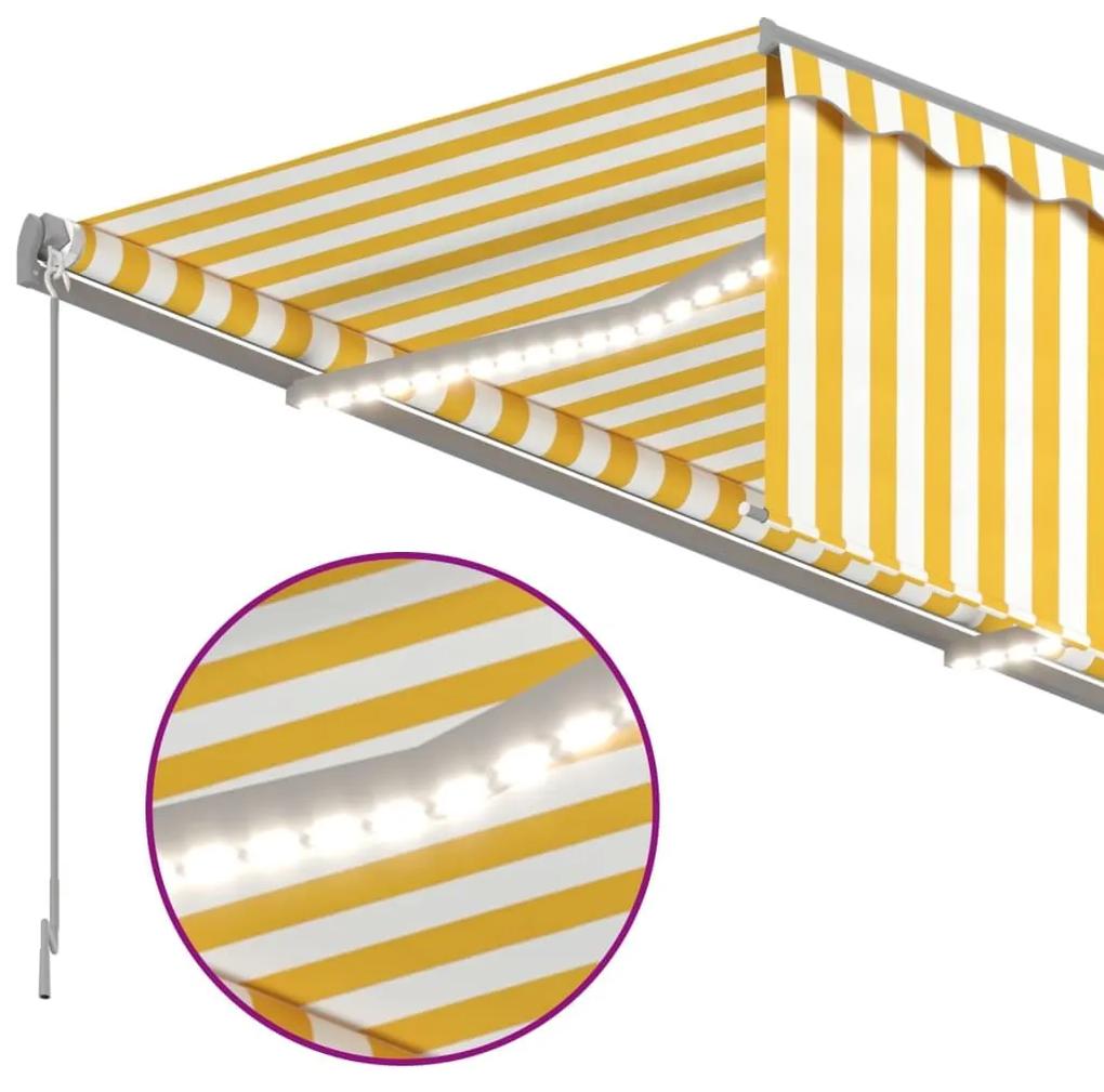 Τέντα Συρόμενη Χειροκίνητη Σκίαστρο&amp;LED Κίτρινο/Λευκό 3 x 2,5 μ - Κίτρινο