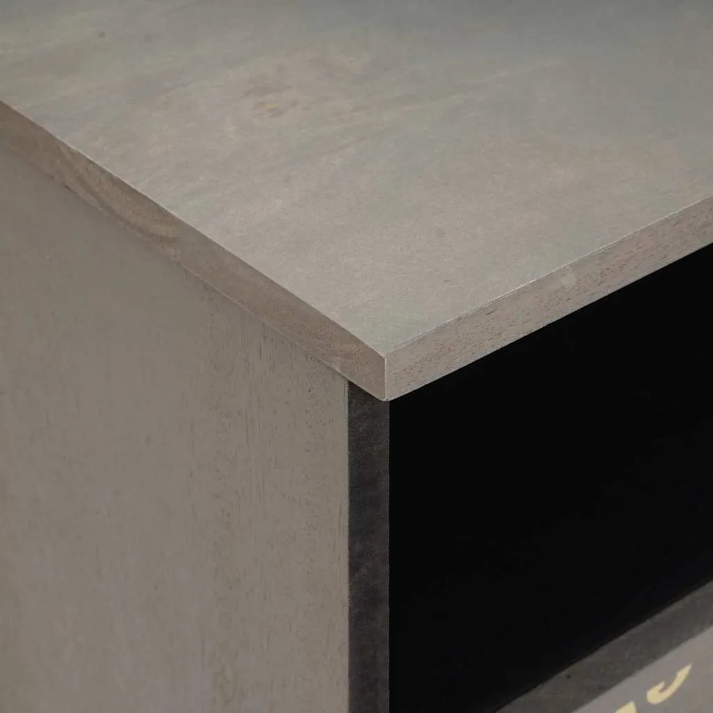 vidaXL Κομοδίνο με συρτάρι Γκρι 40 x 33 x 46 εκ. Μασίφ ξύλο μάνγκο