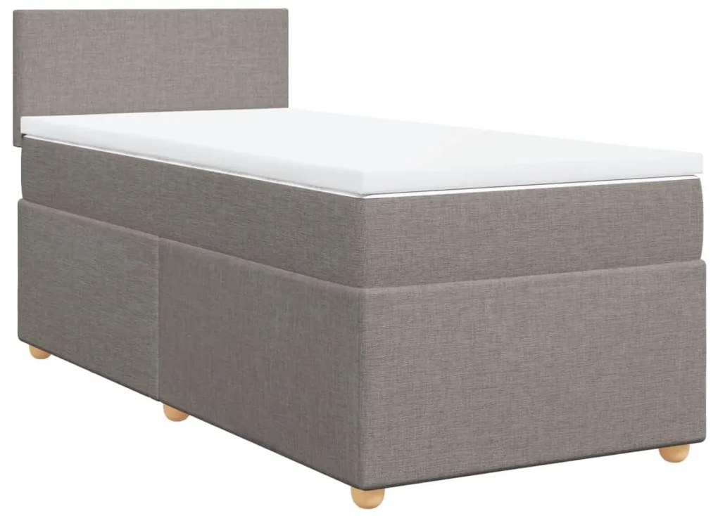 Κρεβάτι Boxspring με Στρώμα Taupe 100 x 200 εκ. Υφασμάτινο - Μπεζ-Γκρι