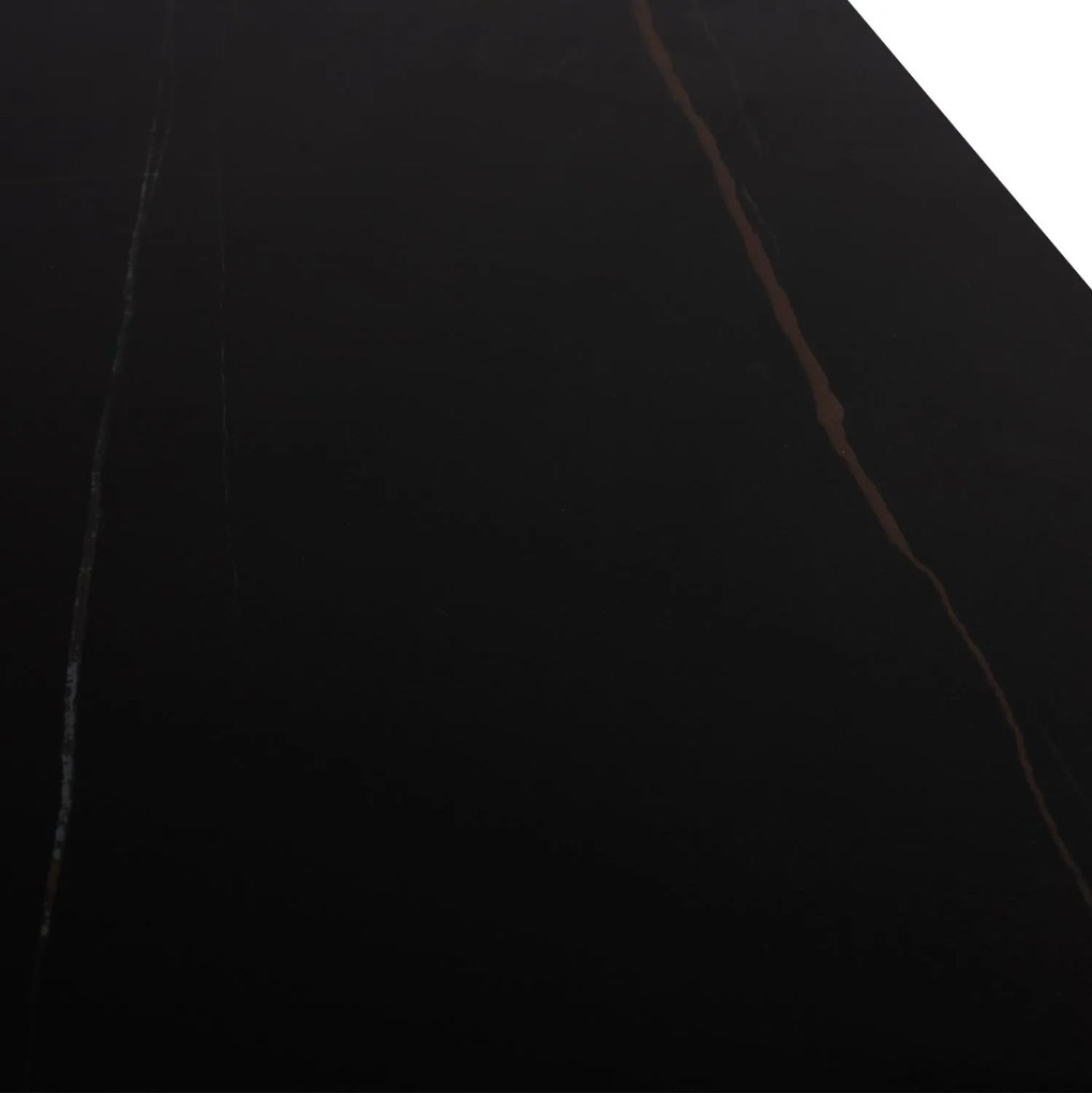 ΤΡΑΠΕΖΙ ΤΡΑΠΕΖΑΡΙΑΣ SYNTEC SINTERED STONE ΜΑΥΡΟ ΜΕΤΑΛΛΙΚΑ ΠΟΔΙΑ 160x90x75Y εκ.