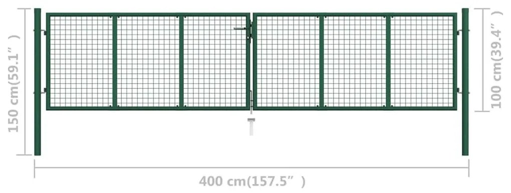 Πόρτα Περίφραξης με Πλέγμα Πράσινη 390 x 100 εκ. Ατσάλινη - Πράσινο