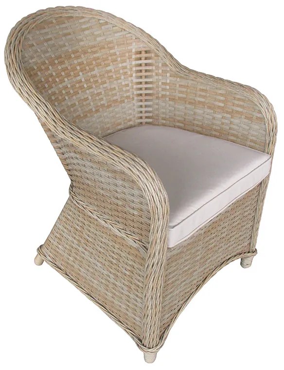 Πολυθρόνα κήπου Hadrian pakoworld rattan καφέ- textilene μπεζ 70x57x85εκ