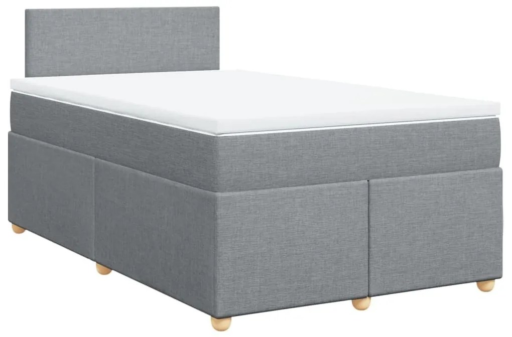 Κρεβάτι Boxspring με Στρώμα Ανοιχτό Γκρι 120x200 εκ. Υφασμάτινο - Γκρι