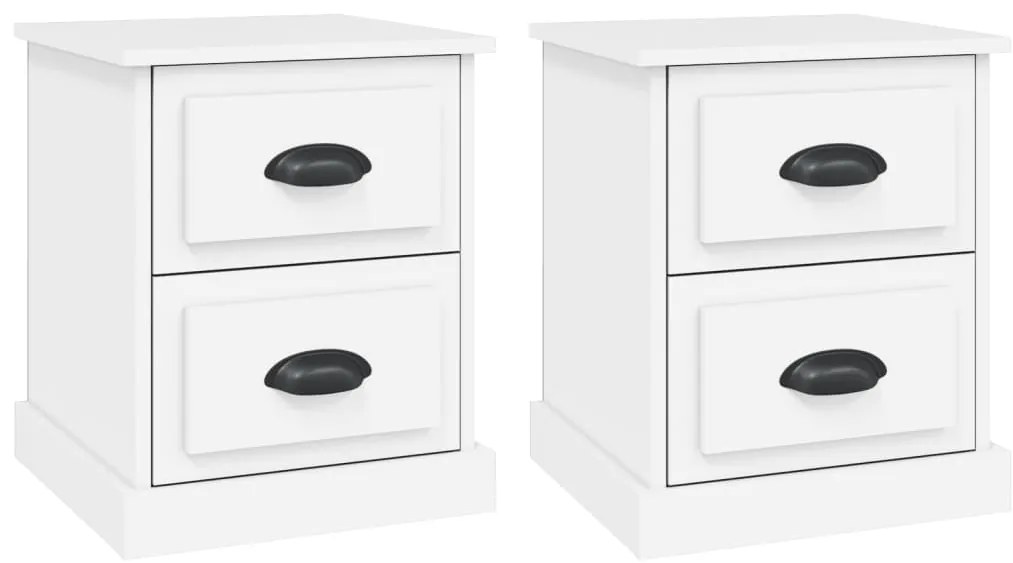 vidaXL Κομοδίνα 2 τεμ. Λευκά 39 x 39 x 47,5 εκ. από Επεξεργασμένο Ξύλο