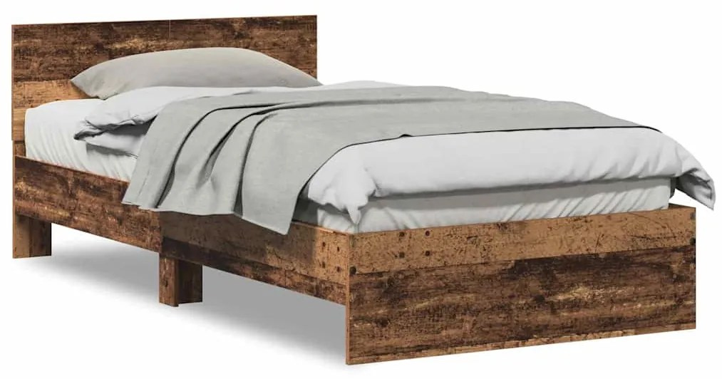 vidaXL Σκελετός Κρεβατιού με κεφαλάρι Παλιό Ξύλο 203 x 185 x 70 εκ