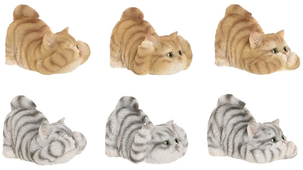 Διακοσμητική Φιγούρα Home ESPRIT Γκρι Πορτοκαλί Γάτες 5 x 9 x 6 cm (x6)