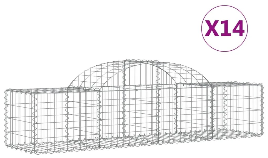 vidaXL Συρματοκιβώτια Τοξωτά 14 τεμ. 200x50x40/60 εκ. Γαλβαν. Ατσάλι