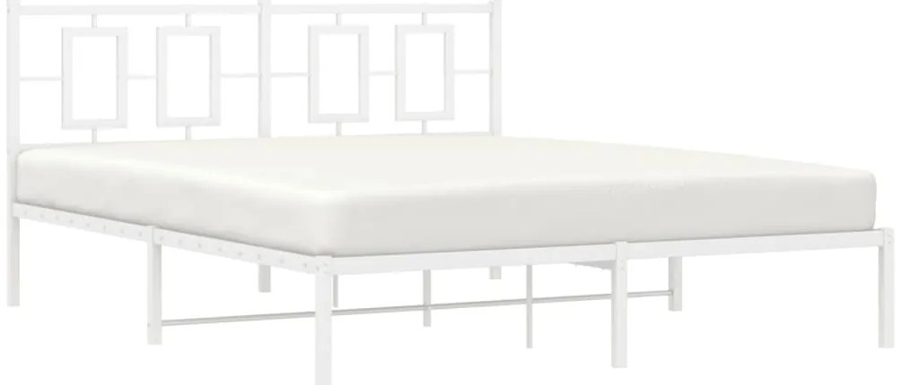 vidaXL Πλαίσιο Κρεβατιού με Κεφαλάρι Λευκό 150 x 200 εκ. Μεταλλικό