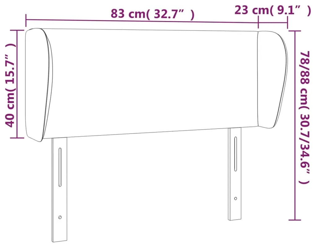 Κεφαλάρι με Πτερύγια Γκρι 83x23x78/88 εκ. Συνθετικό Δέρμα 3116940