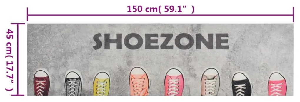 vidaXL Χαλί Κουζίνας Πλενόμενο Επιγραφή Shoezone 45x150 εκ. Βελούδινο