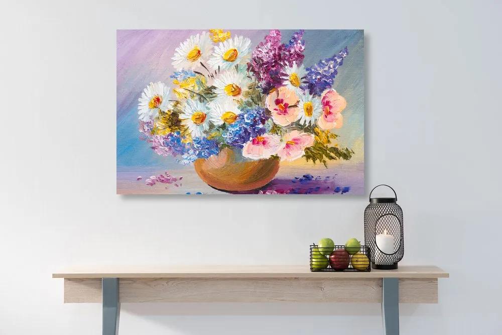 Εικόνα ελαιογραφία με καλοκαιρινά λουλούδια - 60x40