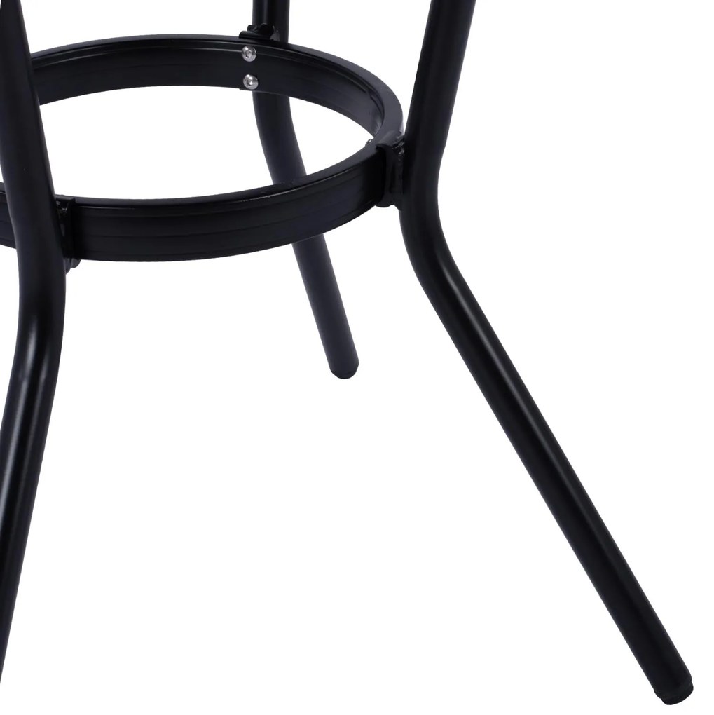 Τραπέζι MOSES Αλουμινίου Bamboo look Μαύρο με Γυαλί Φ70x76Υ εκ. 70x70x76 εκ.