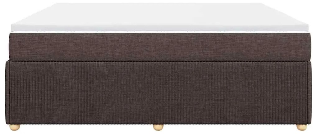 vidaXL Κρεβάτι Boxspring με Στρώμα Σκούρο Καφέ 200x200 εκ. Υφασμάτινο