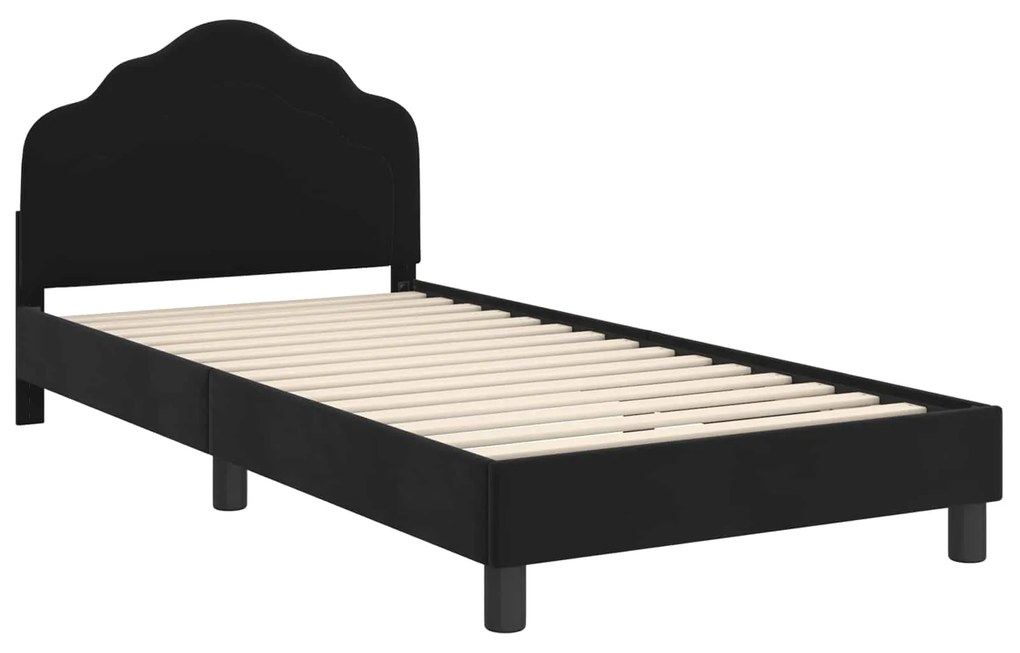 vidaXL Κρεβάτι Παιδικής Κρεβατοκάμαρας με Κεφαλάκι Μαύρο 90 x 190 cm