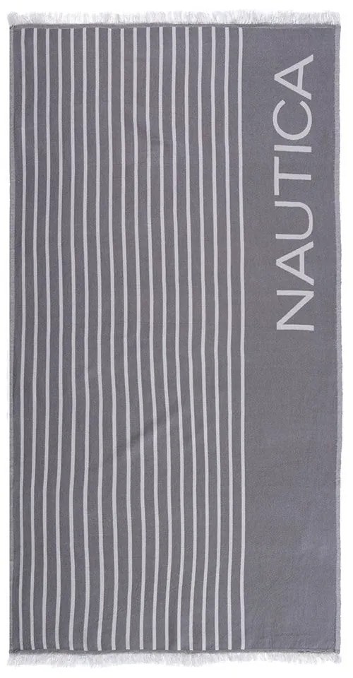 Πετσέτα Θαλάσσης - Παρεό Nau Stripe Grey Nef-Nef Θαλάσσης 90x170cm 100% Cotton