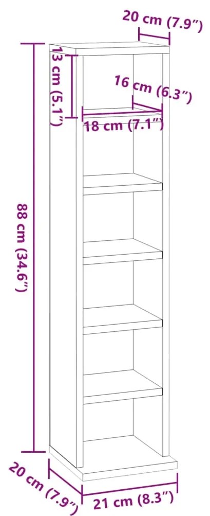 vidaXL Έπιπλο για CD Sonoma Δρυς 21 x 20 x 88 εκ. Επεξεργασμένο Ξύλο