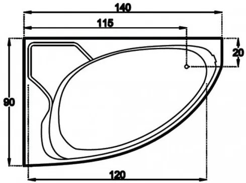 Μπανιέρα Sanitec Lydia-125 x 90 εκ.-αριστερή