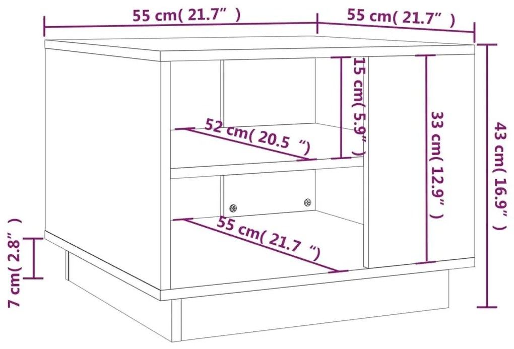 Τραπεζάκι Σαλονιού Μαύρο 55 x 55 x 43 εκ. από Μοριοσανίδα - Μαύρο