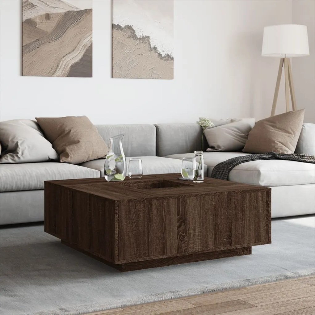 vidaXL Τραπεζάκι Σαλονιού Καφέ Δρυς 100x100x40 εκ. Επεξεργασμένο Ξύλο
