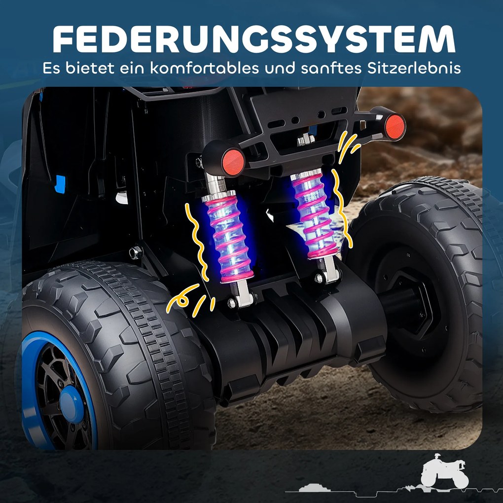 AIYAPLAY Ηλεκτρικό Τετράτροχο για Παιδιά, 3-6 km/h, Προβολείς LED, Μουσική, USB, για 3-8 ετών, Μπλε