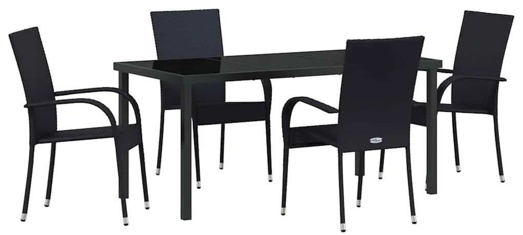 vidaXL Σέτ φαγητού για κήπο 5 pcs Μαύρο Πολυ ράταν