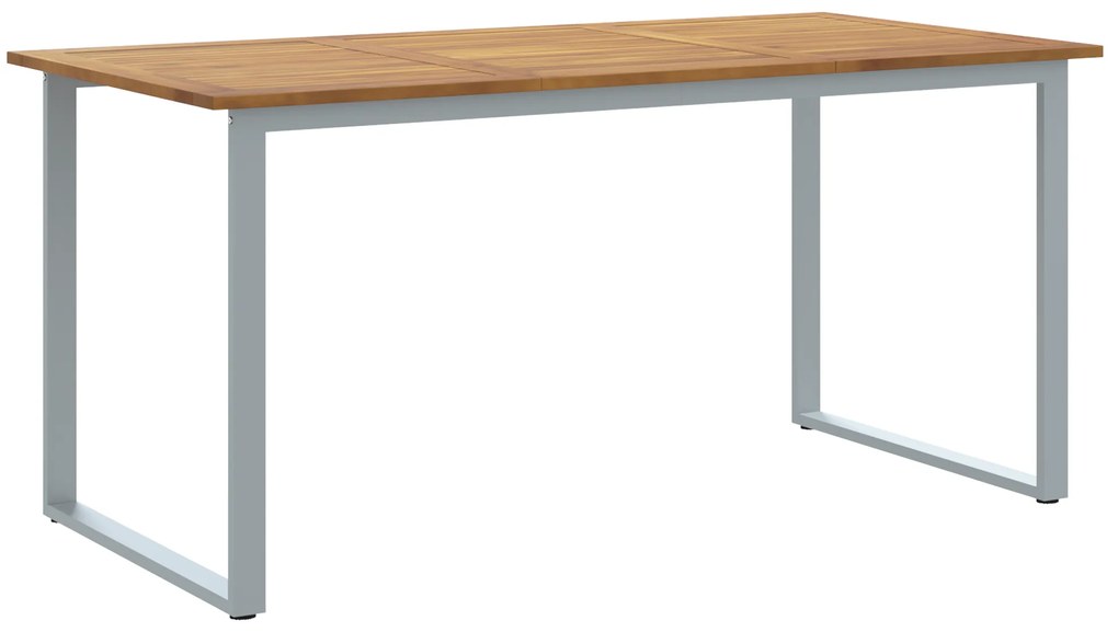 vidaXL Τραπέζι Εξωτερικού Χώρου Γκρι 160x80x75 εκ. Χάλυβας & Στερεό Ξύλο Ακακίας