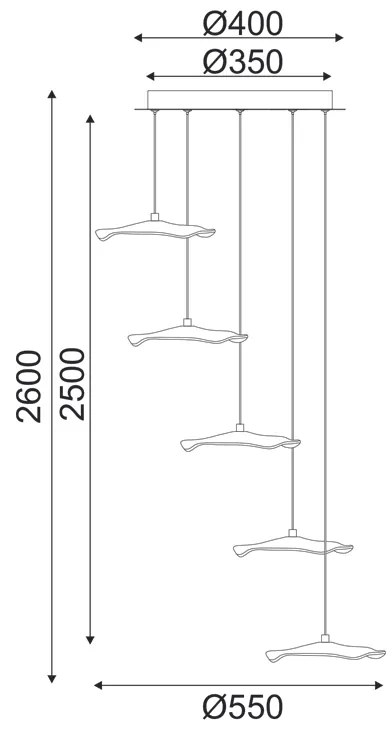 ΚΡΕΜΑΣΤΟ ΦΩΤΙΣΤΙΚΟ LED 25W 3000K 1750LM NINFEA ΟΡΕΙΧΑΛΚΟ ΜΕΤ/ΚΟ IP20 D55XH260CM - 1.5W - 20W - ZM34LEDP55BR