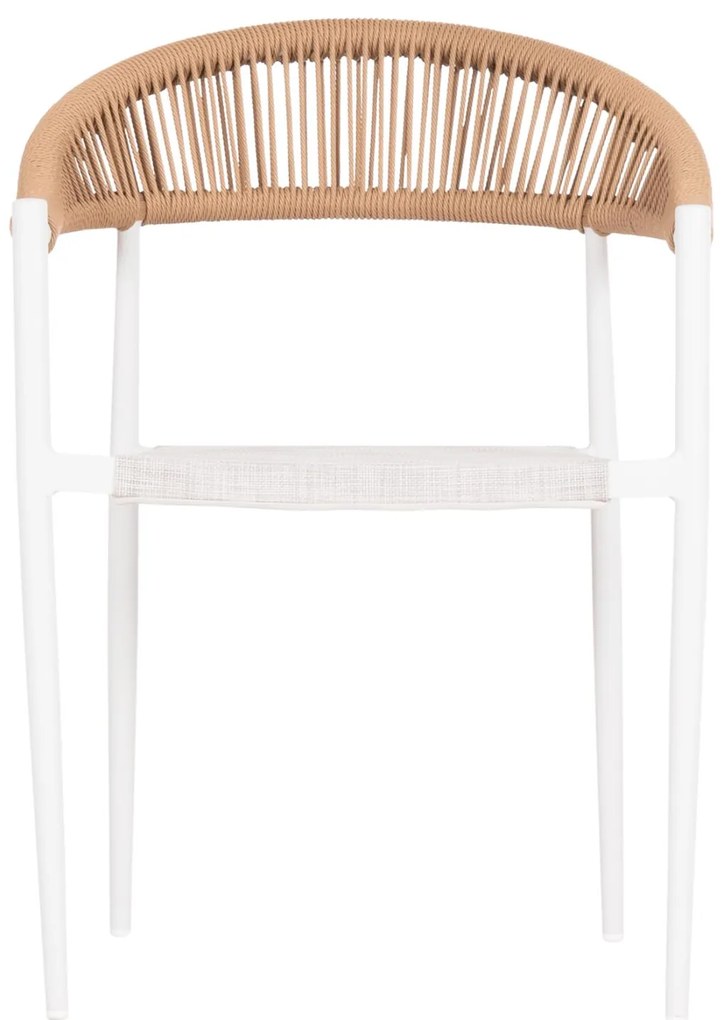 Καρέκλα - Πολυθρόνα BERG C6284.01 Αλουμίνιο Λευκό - P.E. Twisted Rattan Μπέζ 55x56x79Υ εκ. 55x56x79 εκ.